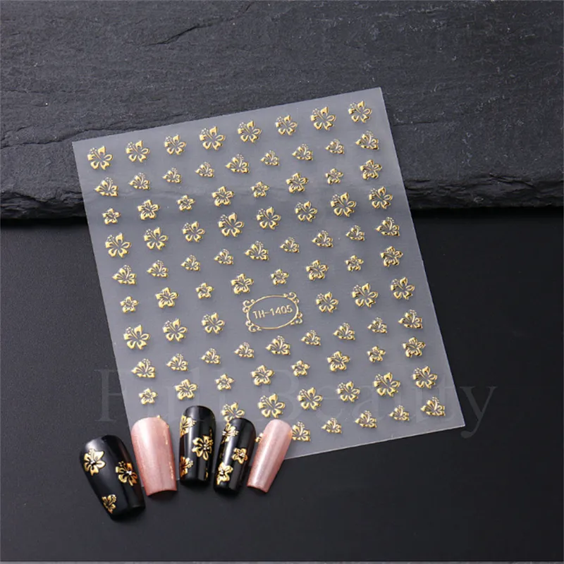 Gold Flower Nail Stickers
